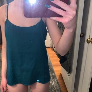 Emerald Green Satin Slip Tank-top